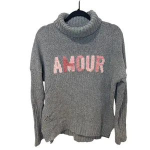Zadig & Voltaire Alma Amour Grey Merino Wool Sequin Turtleneck Sweater Small thumbnail 2