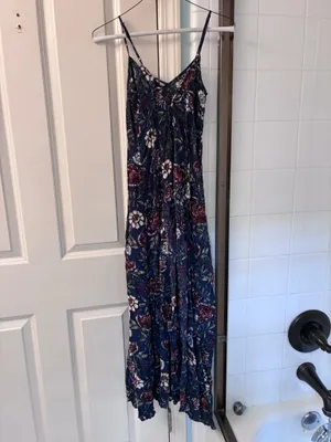 Abercrombie & Fitch Floral Dark Blue Sleeveless Maxi Dress size XS thumbnail 2