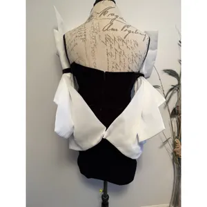 Akira black white cocktail dress Medium bow Velvet‎ Dress thumbnail 3