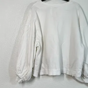 S Free People Trish Pullover Balloon Sleeve Sweatshirt top white women's thumbnail 4