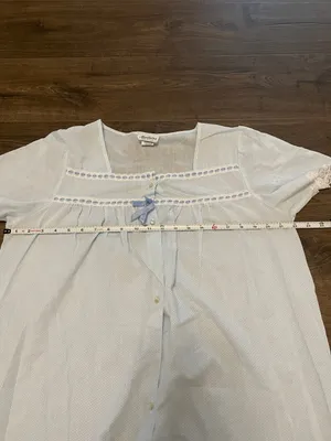 Vintage Marlaine Light Blue w/ White Polka Dots Robe/House Coat Size Large 16/18 thumbnail 4