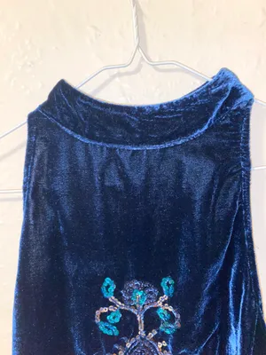 Free People Sapphire Blue Velvet Mini Dress thumbnail 5
