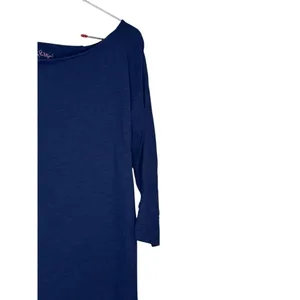 Lilly Pulitzer‎ Women's Dress Shirt Crew Neck 3/4 Sleeves Pima Cotton Blue Small thumbnail 2