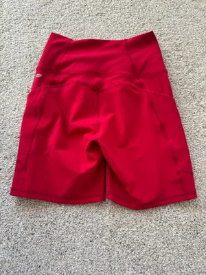 Red Fabletics biker shorts  thumbnail 2
