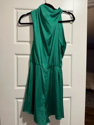 BTFBM Dark Green Satin Romper thumbnail 2