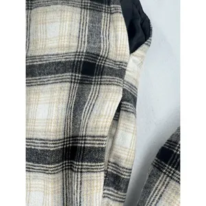 Miss Love Plaid Shacket Women M Black Cream Tan Oversized Wool Blend Long Jacket thumbnail 5