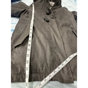 Cabela's Women's Sz:S Sherpa Lined Grey Hooded Parka Jacket Full Zip Horn Toggle thumbnail 7
