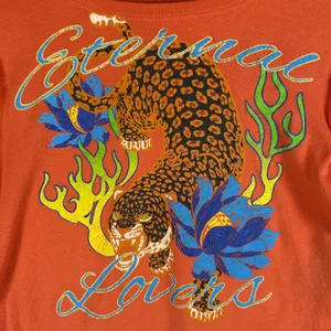 Urban Outfitters Eternal Lovers Tiger Long Sleeve Crop‎ Top Orange Large Y2K thumbnail 9