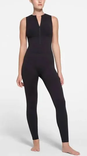 NWT SKIMS CONTOUR NYLON ZIP FRONT CATSUIT ONYX S/M ( Sold Out) thumbnail 1