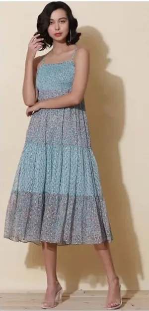 LABEL RITU KUMAR Blue Floral Printed Maxi Dress Size Small thumbnail 1