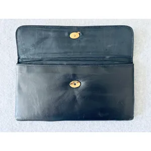 Vintage Black Leather Clutch Purse 1950s 60s made in England Rikes Dayton Ohio thumbnail 5