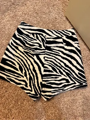 SHEIN Black & White Zebra-Print High Waist Women's Shorts thumbnail 2