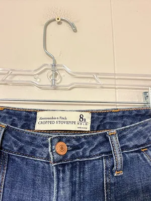 Abercrombie & Fitch Cropped Stovepipe Jeans Size 8R Wide Leg Raw Hem thumbnail 5