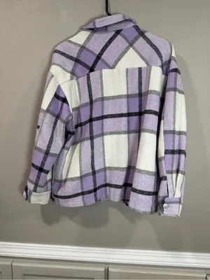 Plaid Lavender Shacket Jacket thumbnail 4