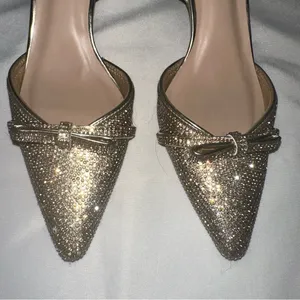 Elegant Sparkling Gold Slingback Heels thumbnail 2