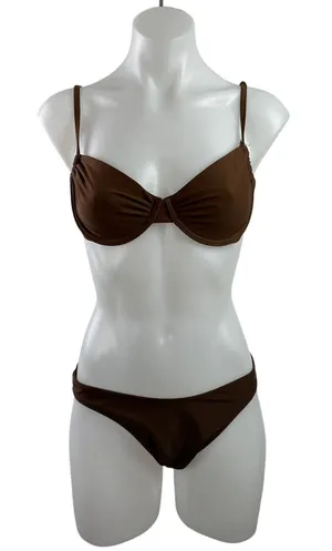 Abercrombie & Fitch Women's Brown Ruched Underwire Bikini Swimwear Set Size S/M thumbnail 1