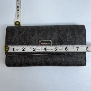 Michael Kors Checkbook Wallet Large Jet Set Travel‎ Signature Brown Monogrammed thumbnail 14