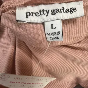 Pretty Garbage Long Sleeve Baby Tee Size L Pink Rib Knit Scoop Dainty Lace‎ Top thumbnail 13