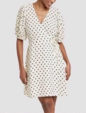 A New Day Black and White Puff Sleeve Mini Wrap Dress 2X thumbnail 1
