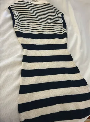 Zara sweater dress black and white striped thumbnail 3