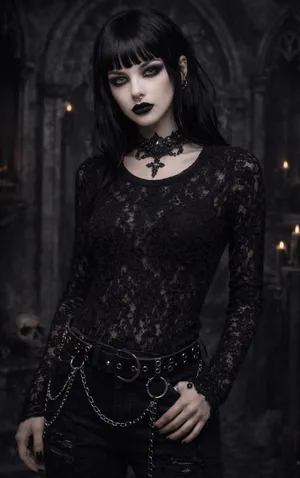 Womens Y2K Lace Sheer Open Knit Fairy Grunge Fitted Top XS Witchy Whimsigoth thumbnail 1
