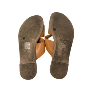 Centro Point Women's Brown Open Toe Slip On Cross Strap Flat Sandals Slides 6.5 thumbnail 4