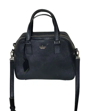 Kate Spade New York Black Saffiano Leather Satchel Crossbody Top Handle Bag thumbnail 1