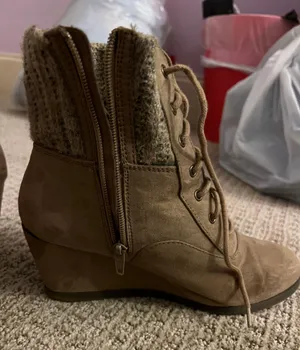 Brown Heeled Boots Size 10 thumbnail 1