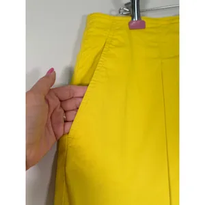Maeve Anthropologie Yellow‎ Pleated High Waisted Shorts Size 6 Side Zip Cotton thumbnail 4