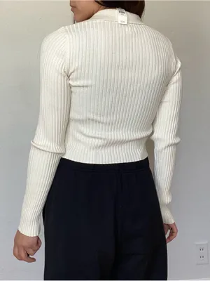 Aerie ribbed cropped cardigan top thumbnail 4
