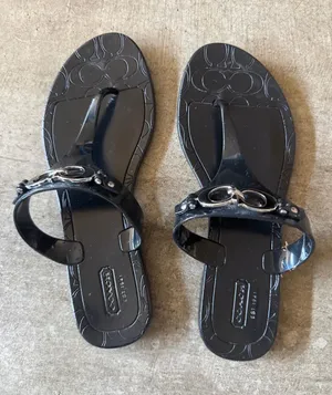 Coach Black Jelly Thong Sandals with Silver Hardware thumbnail 1