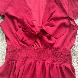 Pretty Garden Tie Front Ruffle Dress Maroon Large thumbnail 3