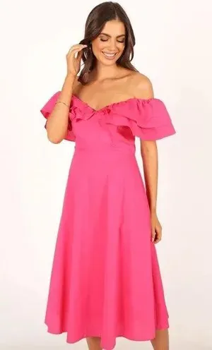 Petal & Pup Cabo Magenta Frill Sleeve Midi Dress M thumbnail 5