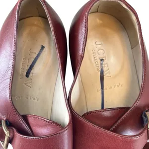J.Crew Collection Womens Double Monk Strap Shoes Burgundy Leather Cap Toe 8‎ thumbnail 5