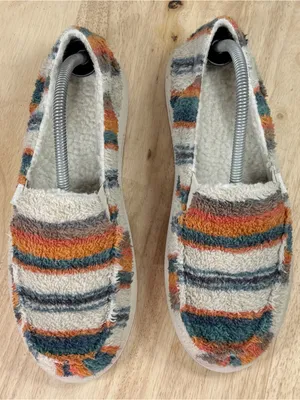 Sanuk Donna ST Striped Sherpa Fleece Slip On Loafers Shoes Beige Multi Women 9 thumbnail 5