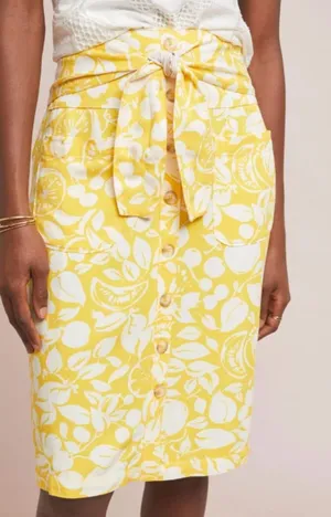 44 of 52 Convo Colloquial Pencil Skirt size 2 Lemon Yellow Anthropologie linen thumbnail 1