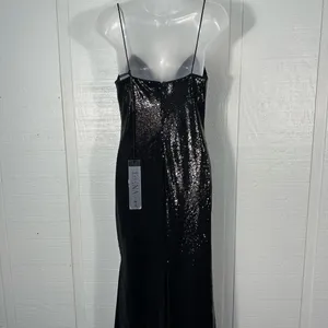 MAC DUGGAL Black Sequined Spaghetti Strap Mermaid Dress Size 4 NWOT thumbnail 9