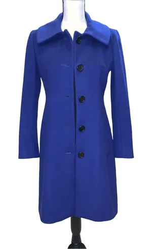 Theory Coat Blue 100 Virgin Wool 5 Button Size S Classic Preppy Winter Coat thumbnail 1