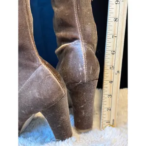Taupe Velvet Over The Knee Thigh High Block Heel Boots Size 8 like New! thumbnail 2