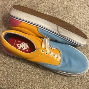 Vans color block tennis shoes canvas in blue and orange thumbnail 6