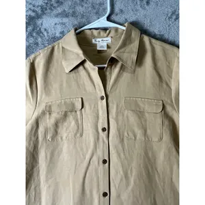 Tommy Bahama Silk Linen Button Front Maxi Shirt Dress Beige Size Large Resort thumbnail 2