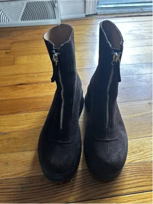 Steve Madden Women's Jones Ankle Boots Brown Suede, Lug Zip Moto Size 6.5 thumbnail 8