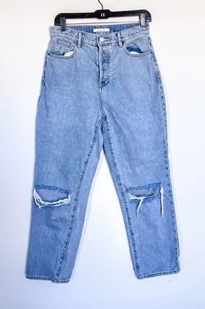 Pacsun Women's 100% Cotton High Rise Straight Mom Jeans in Light Wash‎ size 28 thumbnail 1