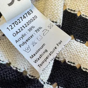 Commense Black Cream Striped Knit Sweater Vest Top Scoop Neck OA221220020 Summer thumbnail 6