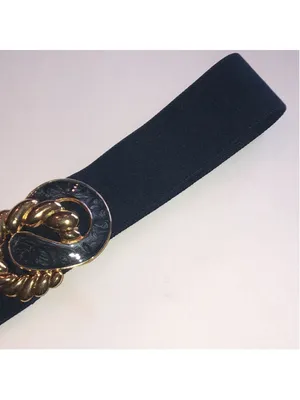 Day Lor Vintage Gold and Dark Blue Decorative Elastic Waist Belt thumbnail 3