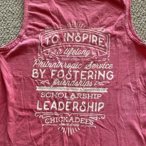 Comfort Colors Chickadees Chi Kappa Phi Pink Salmon Tank Top Size Small Like New thumbnail 7