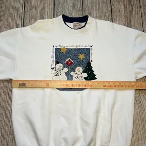 VTG 90s Folk Art Applique Sweatshirt‎ XL Embroidered Snowman Made USA Christmas thumbnail 10