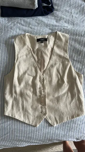 Lulus Cropped Linen Vest Top thumbnail 5