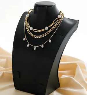 Gold plated your boss pearl layered necklace thumbnail 3