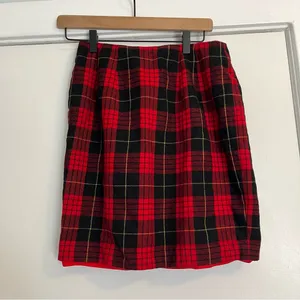 Vintage Episode Red and Black Plaid Wrap mini Skirt 10 tartan holiday wool thumbnail 4